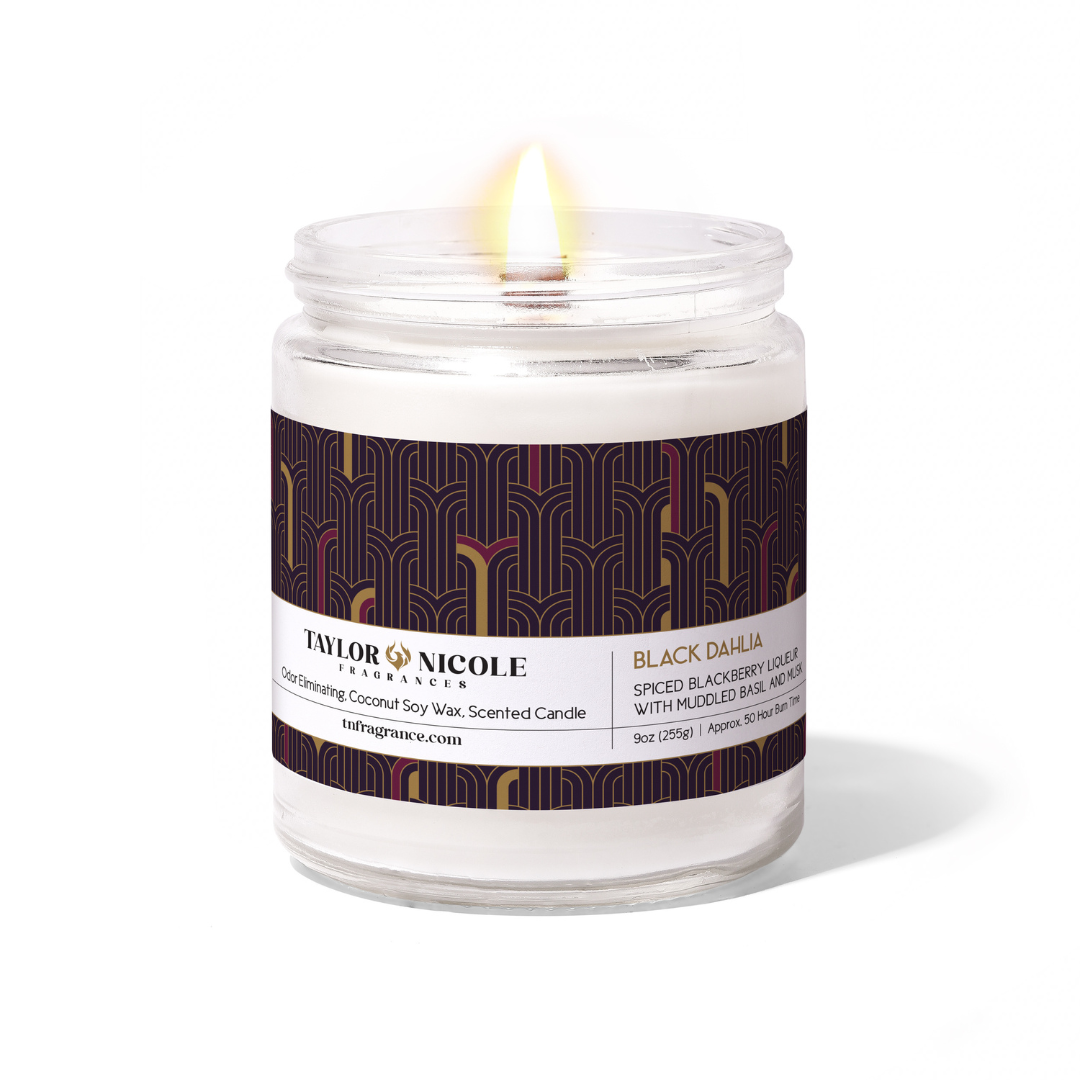 Black Dahlia 9oz - Blackberry Liqueur w/Basil - Odor Eliminating Candle